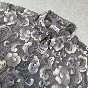 Reyn Spooner Hawaiian Shirt Men's XL Gray Floral Short Sleeve Button Up Aloha